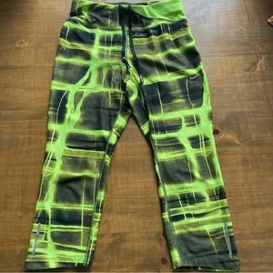 Nike Dri-Fit Running Capri Tights-Optic Yellow/Black-Women's Size XS